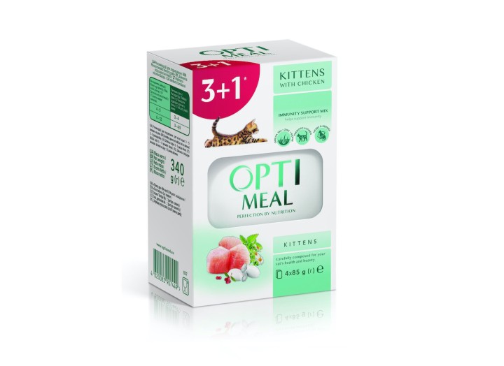 Optimeal Kitten с курицей для котят 85г набор (3+1) 340 г