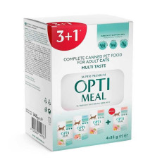 Optimeal Adult Cats Multi Taste №4 для кошек ассорти набор (3+1) 340 г