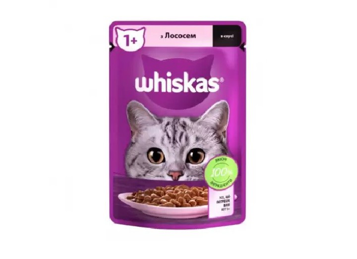 Whiskas пауч для кошек с лососем в соусе 28*85 г