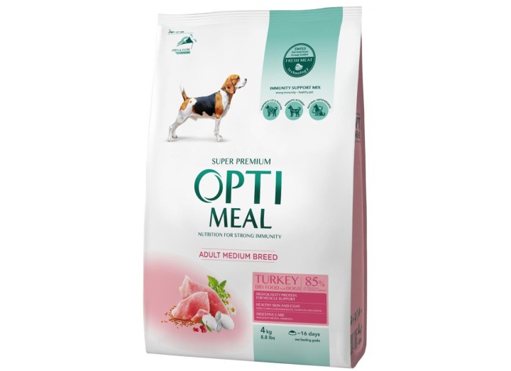 Optimeal Medium Dog для собак средних пород с индейкой 4 кг