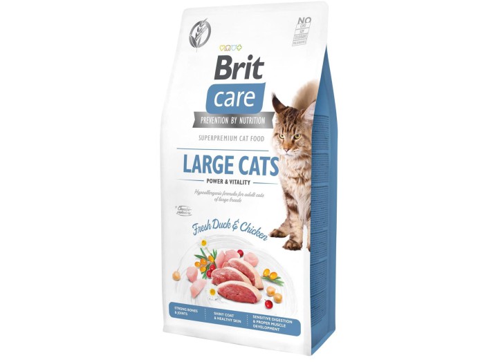 Brit Care GF Large Cats Power Vitality для кошек с уткой 7 кг