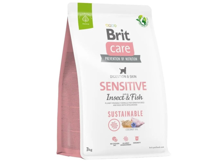 Brit Care Dog Sustainable Sensitive Fish с рыбой и насекомыми 3 кг