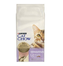 Cat Chow Adult Sensitive Salmon для кошек с лососем 1.5 кг