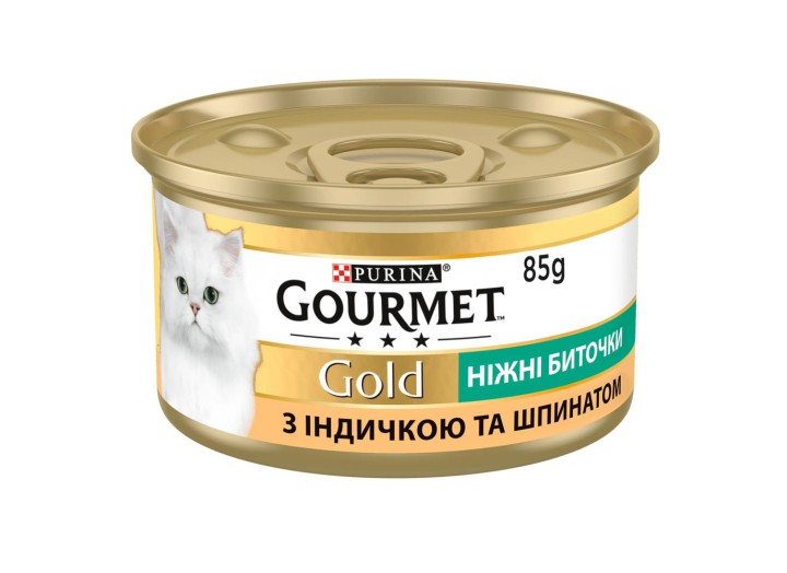 Gourmet Gold Ніжні биточки для котів з індичкою та шпинатом 24x85 г