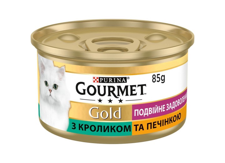 Gourmet Gold Подвійне задоволення для кішок з кроликом та печінкою, шматочки в соусі 24x85 г