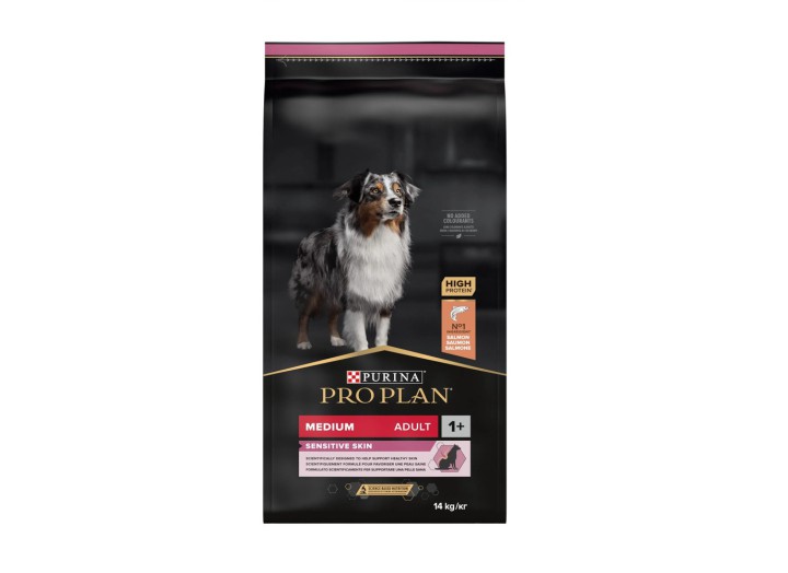 Purina Pro Plan Dog Adult Medium Sensitive Skin Salmon для собак с лососем 14 кг