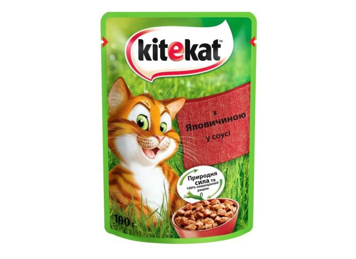 Kitekat пауч для кошек с говядиной в соусе 28*85 г