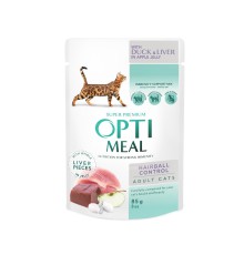 Optimeal Hairball Control Duck Liver для кошек с уткой 85 г