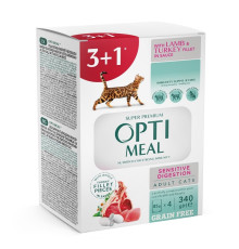 Optimeal Sensitive Digestion Lamb & Turkey для котів з ягням набір (3+1) 340 г