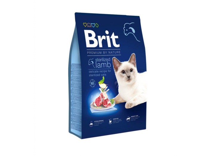 Brit Premium Sterilized Lamb для стерилизованных кошек с ягненком 8 кг