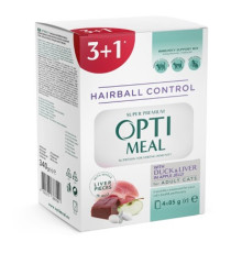 Optimeal Cats Hairball Control Duck для кошек выведение шерсти утка, печень (3+1) 340 г