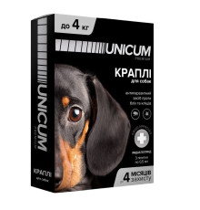 Капли Unicum Рremium от блох и клещей для собак 0-4 кг (1пип)