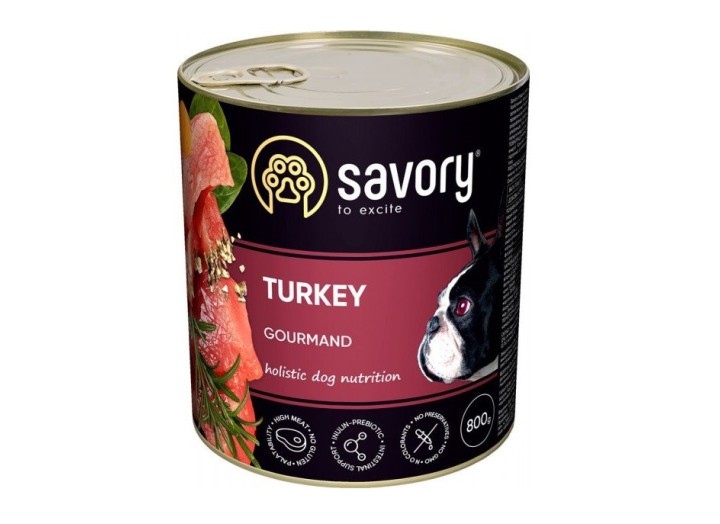 Savory Dog Gourmand Turkey для собак с индейкой 800 г