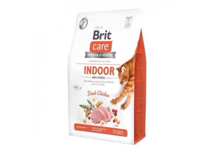 Brit Care Cat GF Indoor Anti-Stress для кошек живущих в помещении с курицей 2 кг