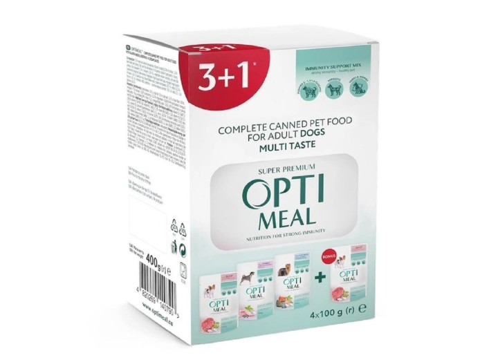 Optimeal Adult Dogs Multi Taste №5 для собак асорті набір (3+1) 400 г