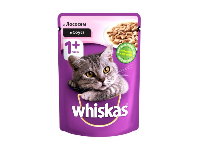 Whiskas пауч для кішок з лососем у соусі 28*85 г