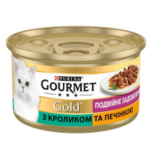 Gourmet Gold Подвійне задоволення для кішок з кроликом та печінкою, шматочки в соусі 24x85 г фото