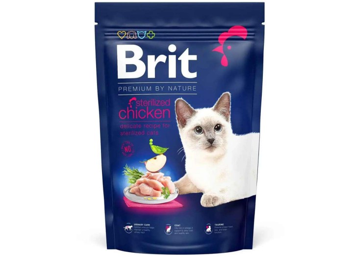 Brit Premium Sterilised Chicken для стерилизованных кошек с курицей 300 г