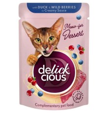 Delickcious (Делишес) пауч Dusk Wild Berries для кошек утка лесные ягоды в соусе 80 гр фото