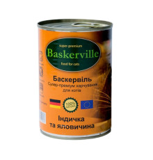 Влажный корм для кошек Baskerville индейка и говядина 400 г