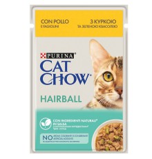 Влажный корм Cat Chow Hairball Control кусочки в соусе с курицей и зеленой фасолью 26х85 г фото