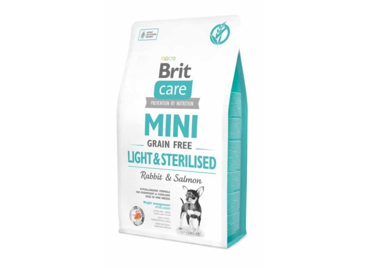 Brit Care Mini GF Light Sterilised для стерилизованных собак с лососем и кроликом 7 кг