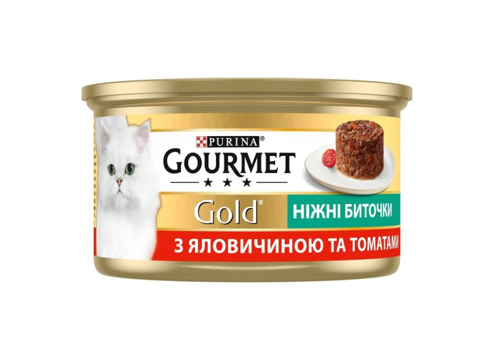 Gourmet Gold Ніжні биточки для кішок з яловичиною та томатами 24x85 г