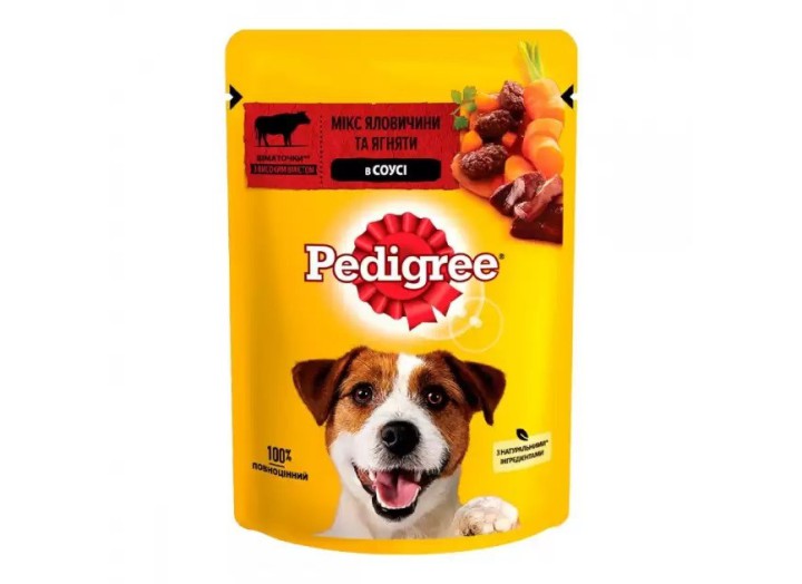 Pedigree Сhicken in sauce пауч для собак с говядиной и ягненком в соусе 24*100 г