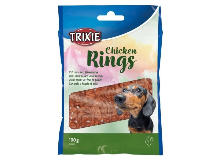 Лакомство для собак Trixie Chicken Rings, с курицей, 100 г (31665)