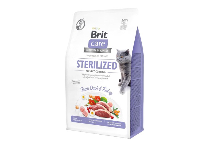 Brit Care GF Sterilised Weight Control для стерилізованих кішок з качкою 2 кг