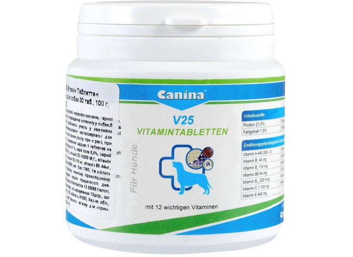 Поливитаминный комплекс Canina V25 Vitamintabletten для собак, 30 таблеток