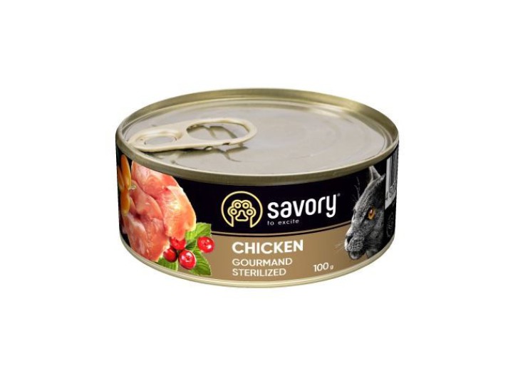 Savory Sterilised Chicken для стерилизованных кошек с курицей 100 г