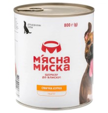 Влажный корм для собак Мясная миска паштет мясной с курицей 800 г