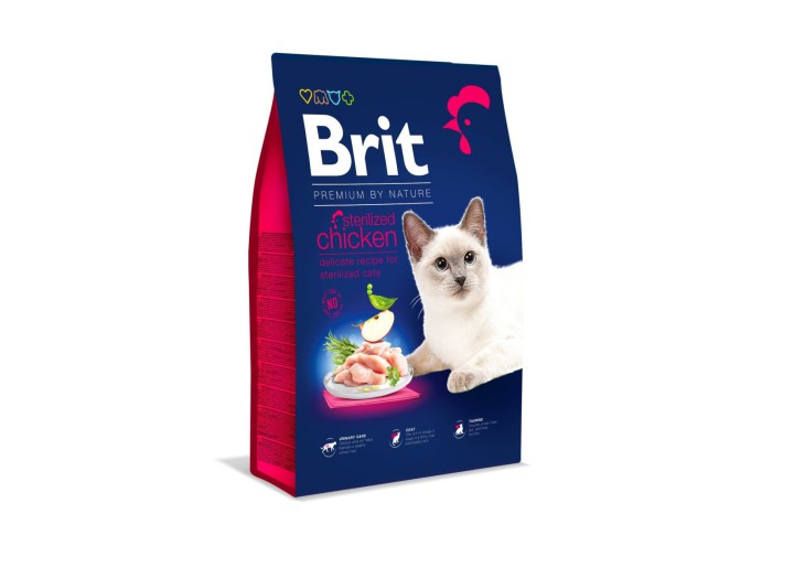 Brit Premium Sterilised Chicken для стерилизованных кошек с курицей 800 г