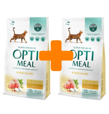 Акция Optimeal Cat Chicken для кошек с мясом курицы 700г+700г