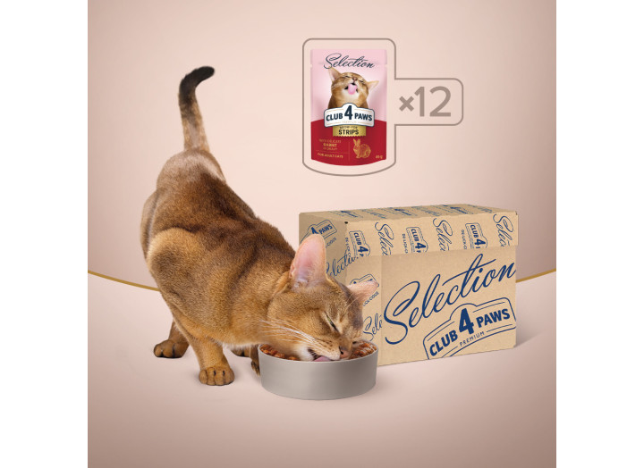 Клуб 4 Лапи Premium Смужки з кроликом в соусі для котів 12х85 г