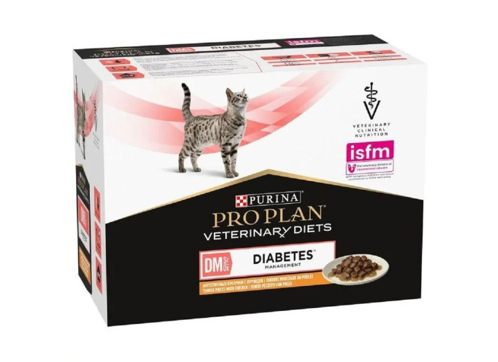 Purina Pro Plan Veterinary Diets DM St/Ox Diabetes Managment для кошек в соусе с курицей 10х80 г