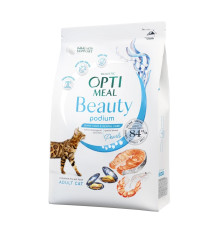 Optimeal Cat Beauty Podium вовна та догляд за зубами для кішок з морепродуктів 4 кг