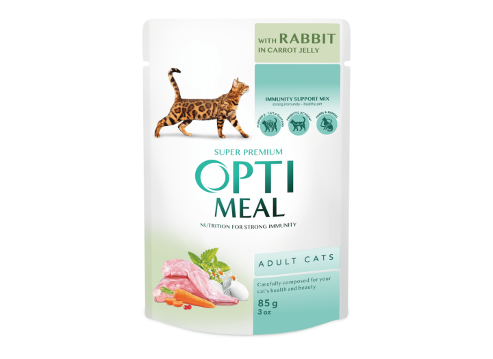 Optimeal Rabbit Carrot jelly с кроликом в морковном желе для кошек 12х85 г