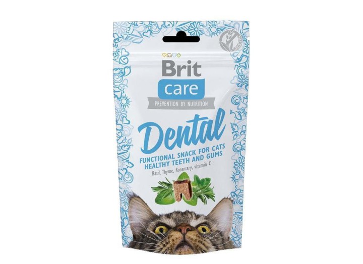 Лакомство Brit Care Dental для поддержания здоровья зубов у кошек 50 г