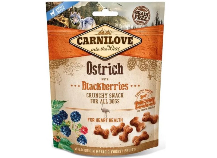 Лакомство для собак Carnilove Dog Crunchy Snack, мясо страуса и ежевика, 200 г (100406/7274)