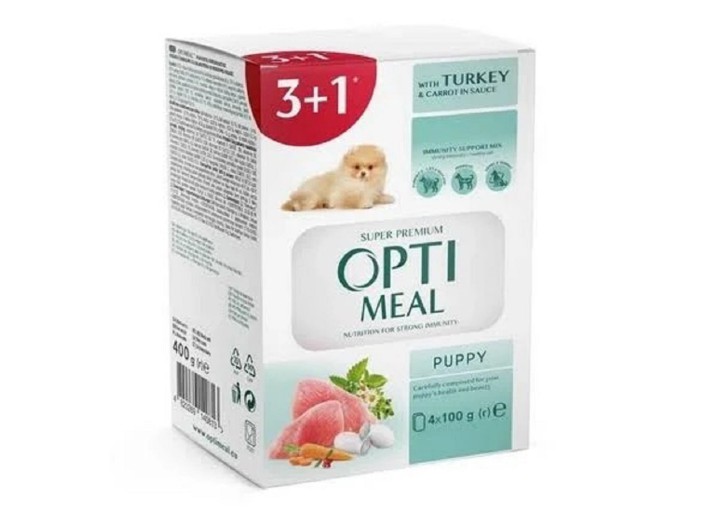 Optimeal Puppy Turkey Carrot in sauce для цуценят з індичкою та морквою в соусі (3+1) 400 г