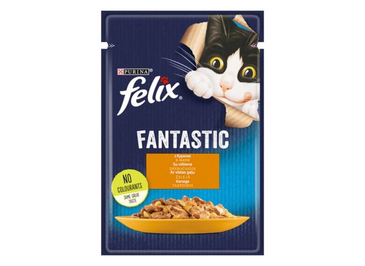 Влажный корм для кошек Felix Fantastic кусочки в желе с курицей 26*85 г