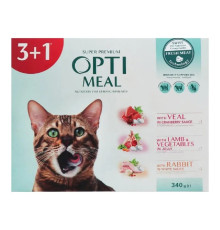 Optimeal Adult №3 для кошек ассорти набор (3+1) 340 г