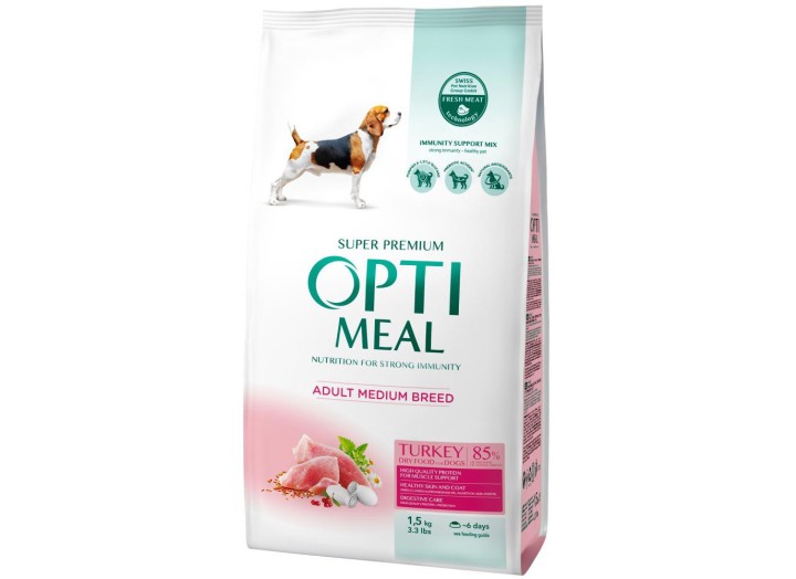 Optimeal Medium Dog для собак средних пород с индейкой 1.5 кг