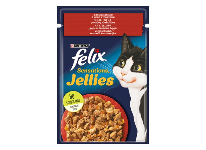 Влажный корм для кошек Felix Sensations, с говядиной и томатами, 26*85 г