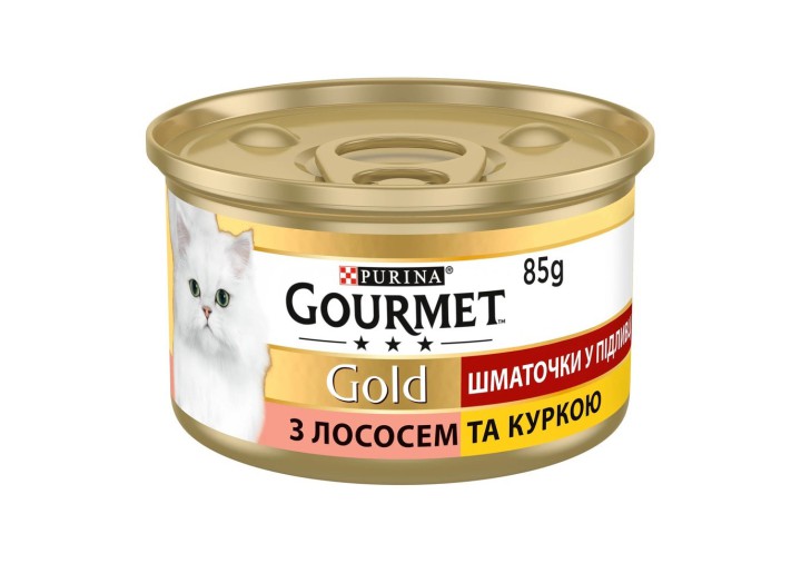 Gourmet Gold Шматочки в соусі для кішок з лососем та курчам 24x85 г