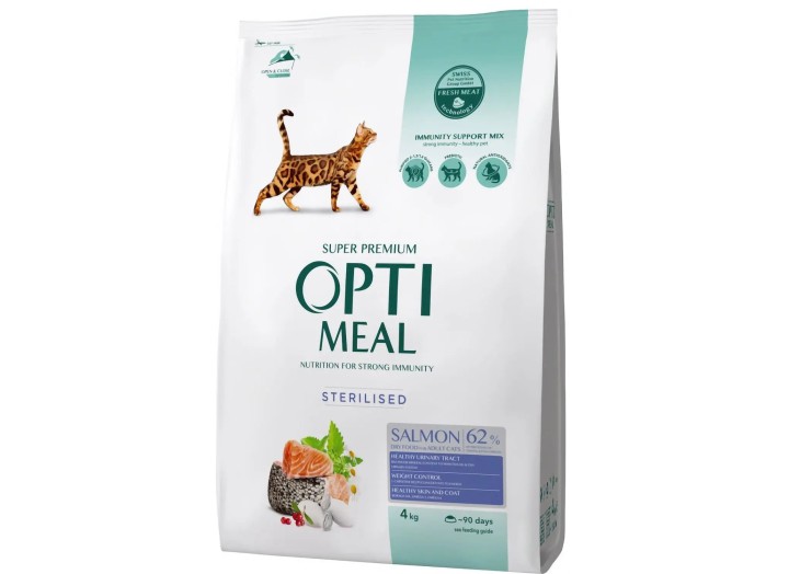 Optimeal Cat Adult Sterilised Salmon для стерилизованных кошек с лососем 4 кг