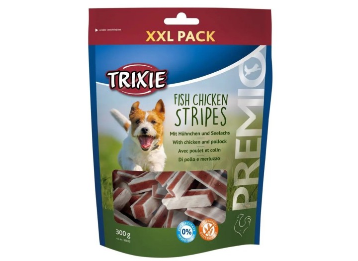 Лакомство для собак Trixie Premio Chicken and Pollock Stripes XXL Pack, с курицей и рыбой, 300 г (31803)