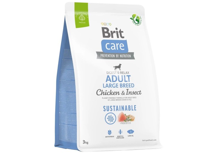 Brit Care Dog Sustainable Adult Large для собак великих порід з куркою та комахами 3 кг